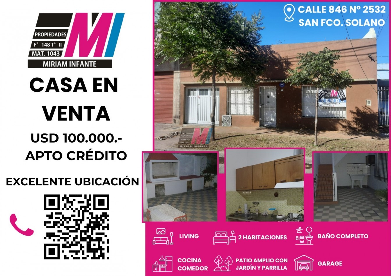 CASA 3 AMBIENTES EN VENTA